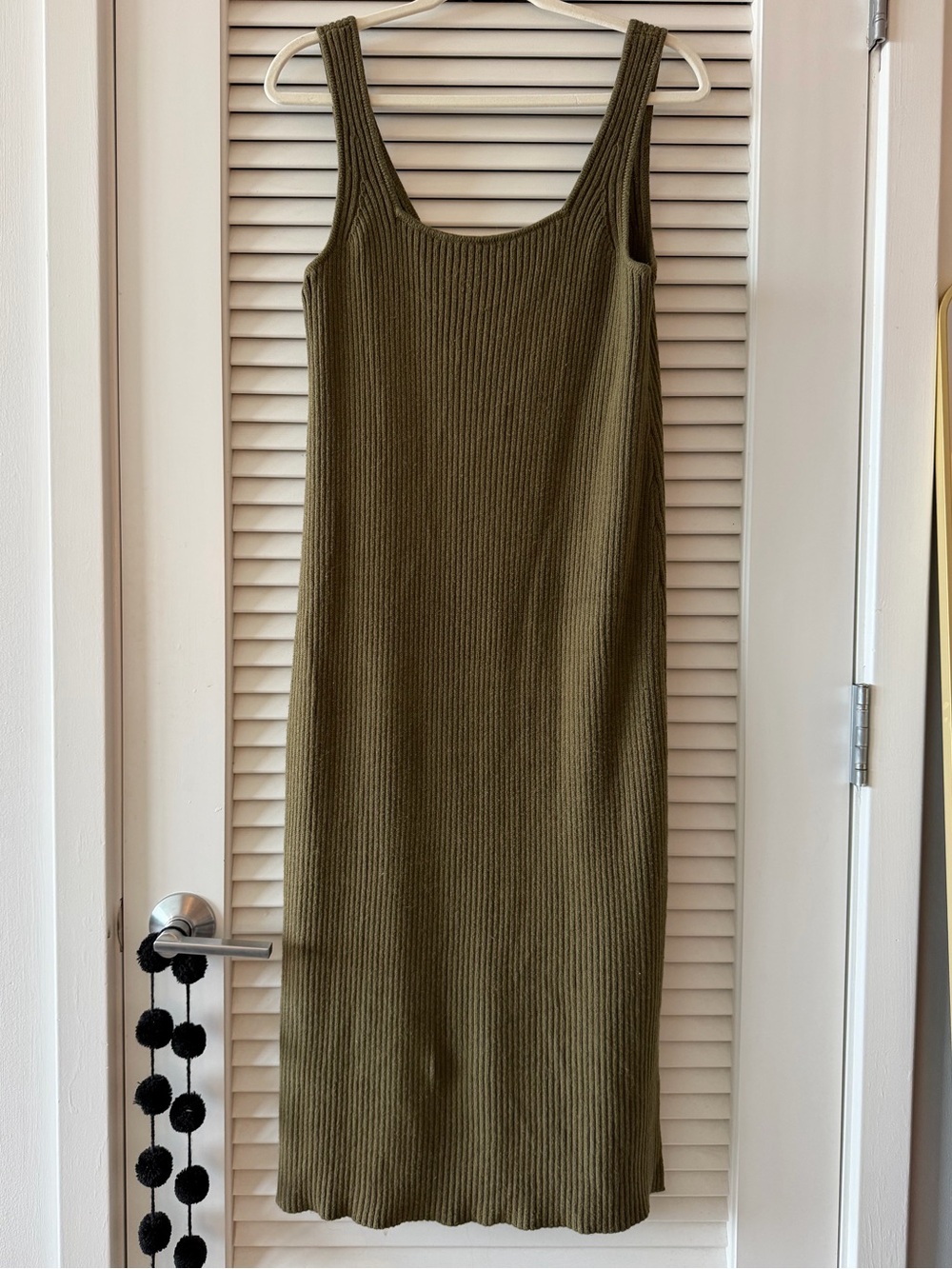 Madewell Olive Green Ribbed Tank Midi Dress